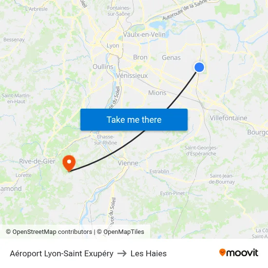 Aéroport Lyon-Saint Exupéry to Les Haies map