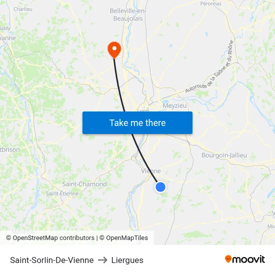 Saint-Sorlin-De-Vienne to Liergues map