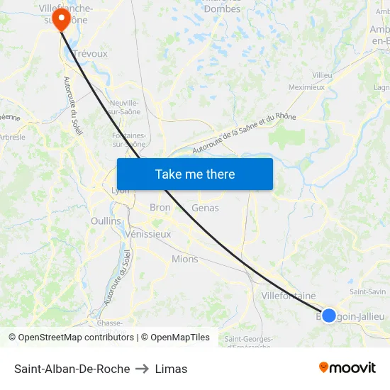 Saint-Alban-De-Roche to Limas map