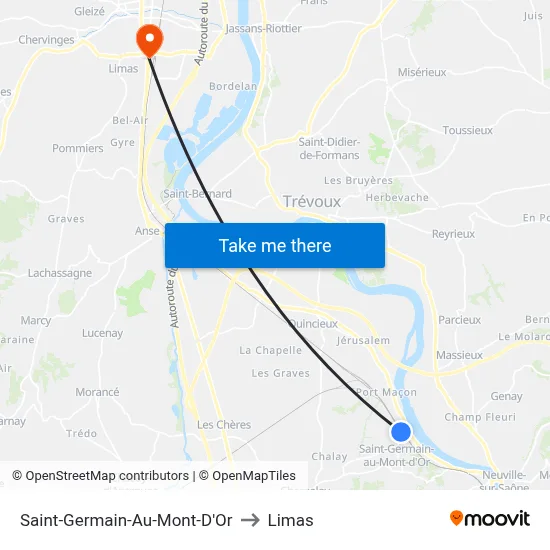 Saint-Germain-Au-Mont-D'Or to Limas map