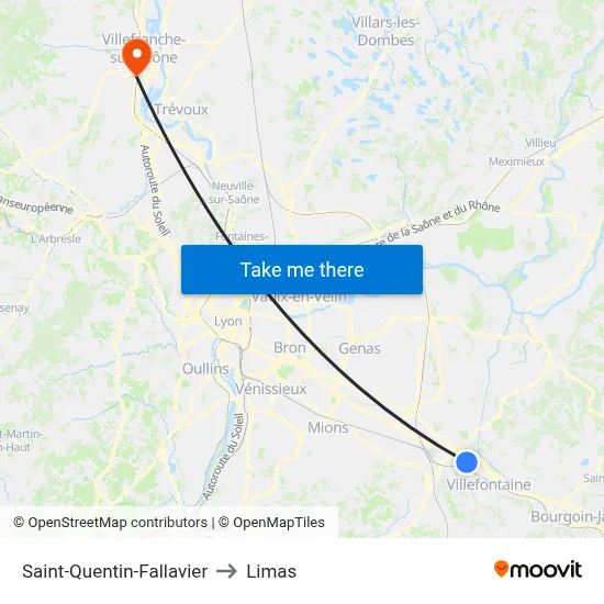 Saint-Quentin-Fallavier to Limas map