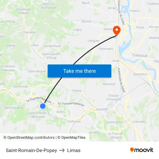 Saint-Romain-De-Popey to Limas map