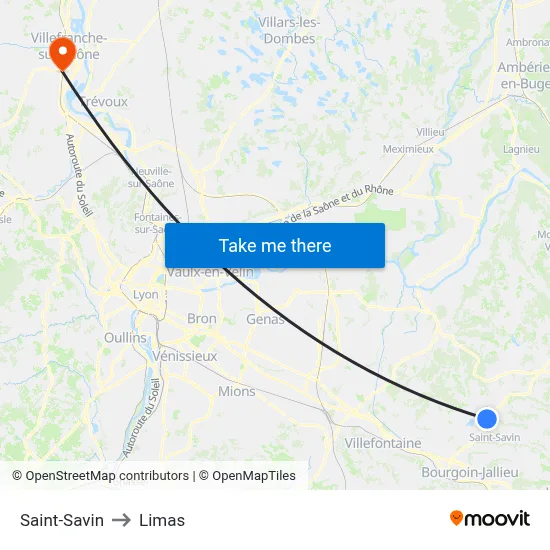 Saint-Savin to Limas map