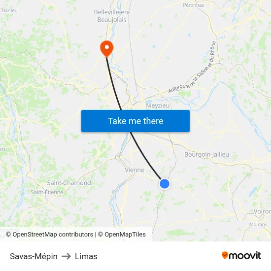 Savas-Mépin to Limas map