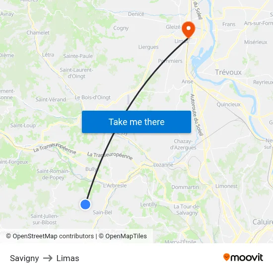 Savigny to Limas map