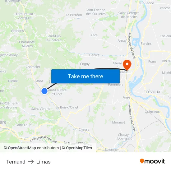 Ternand to Limas map