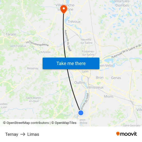 Ternay to Limas map