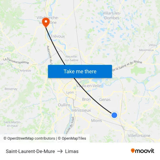 Saint-Laurent-De-Mure to Limas map