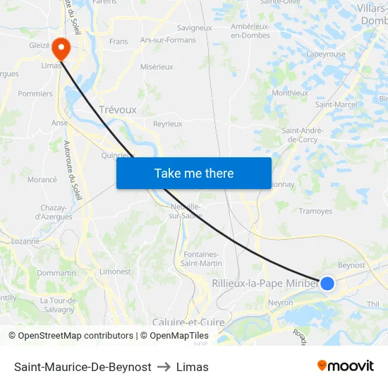 Saint-Maurice-De-Beynost to Limas map