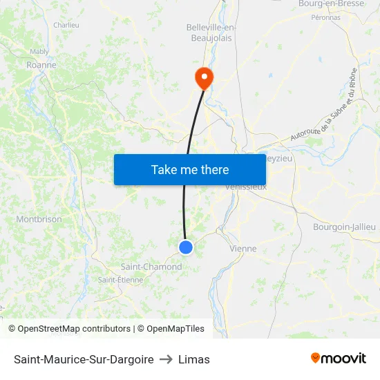 Saint-Maurice-Sur-Dargoire to Limas map