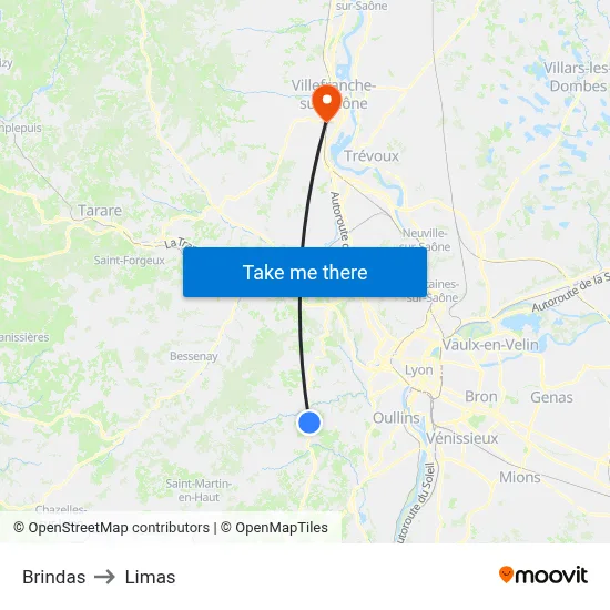 Brindas to Limas map