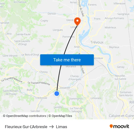 Fleurieux-Sur-L'Arbresle to Limas map