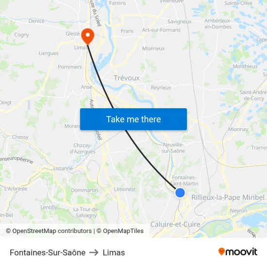 Fontaines-Sur-Saône to Limas map