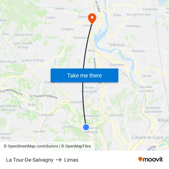 La Tour-De-Salvagny to Limas map