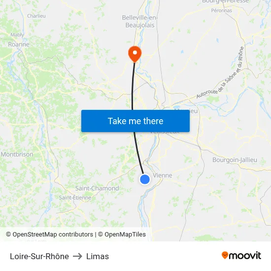 Loire-Sur-Rhône to Limas map
