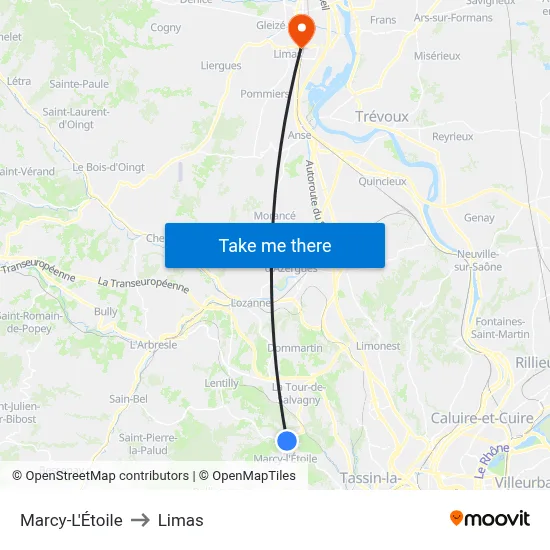 Marcy-L'Étoile to Limas map