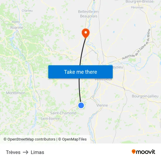 Trèves to Limas map