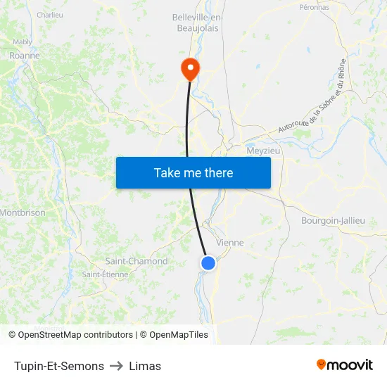Tupin-Et-Semons to Limas map