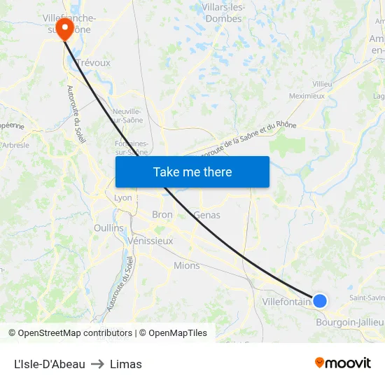 L'Isle-D'Abeau to Limas map