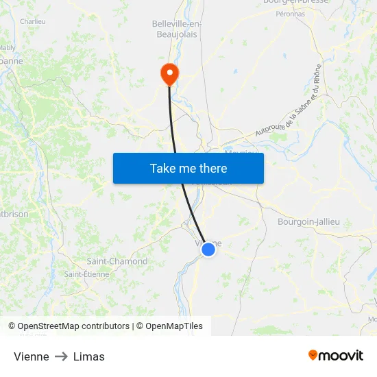 Vienne to Limas map