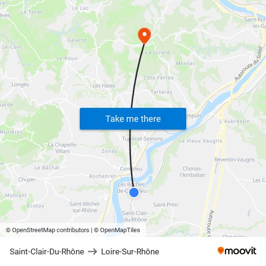 Saint-Clair-Du-Rhône to Loire-Sur-Rhône map