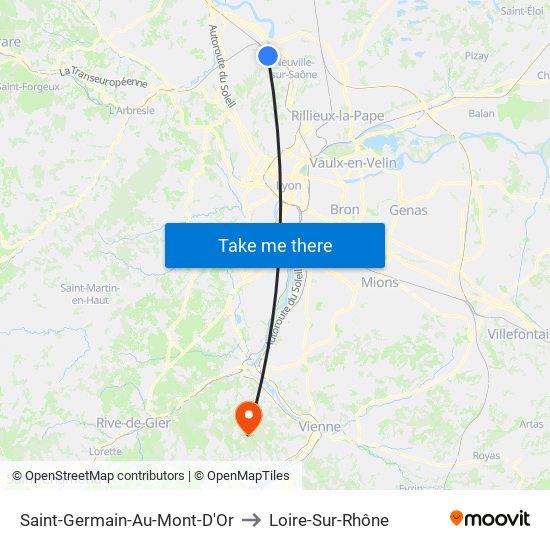 Saint-Germain-Au-Mont-D'Or to Loire-Sur-Rhône map