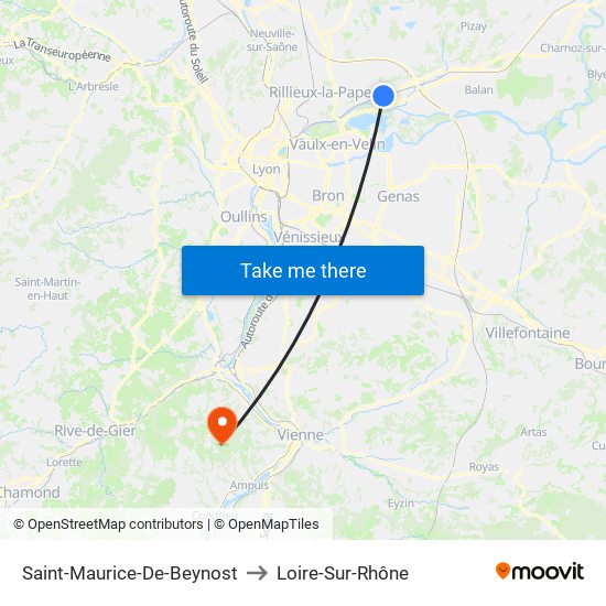 Saint-Maurice-De-Beynost to Loire-Sur-Rhône map
