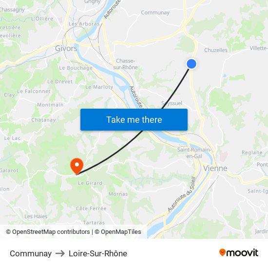 Communay to Loire-Sur-Rhône map