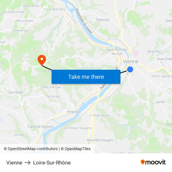 Vienne to Loire-Sur-Rhône map