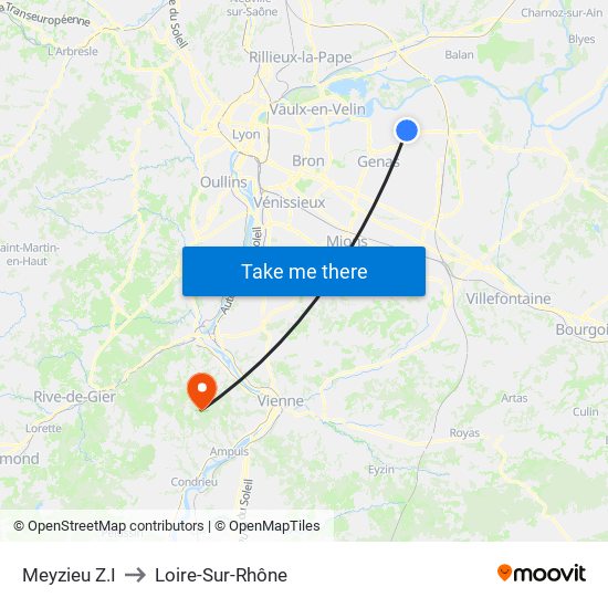 Meyzieu Z.I to Loire-Sur-Rhône map
