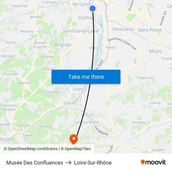 Musée Des Confluences to Loire-Sur-Rhône map