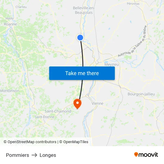 Pommiers to Longes map