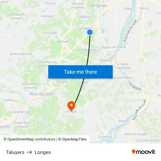 Taluyers to Longes map