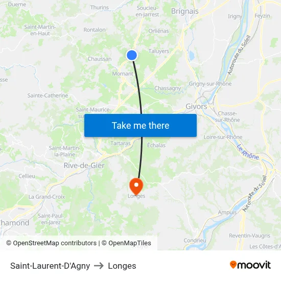 Saint-Laurent-D'Agny to Longes map