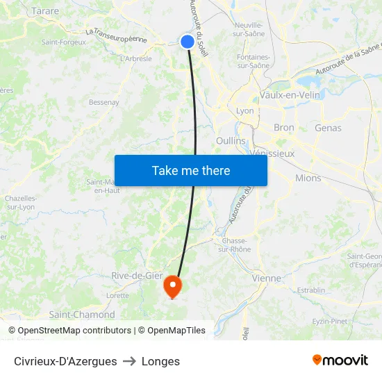 Civrieux-D'Azergues to Longes map