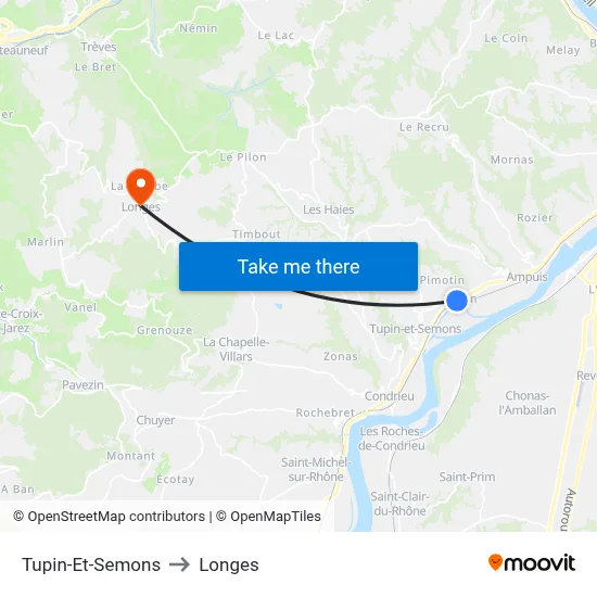 Tupin-Et-Semons to Longes map