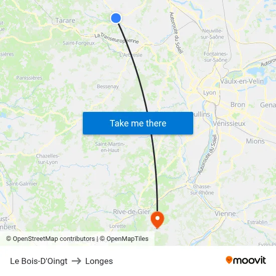 Le Bois-D'Oingt to Longes map