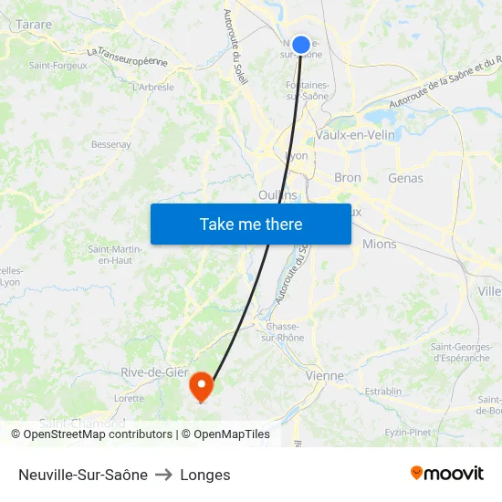 Neuville-Sur-Saône to Longes map