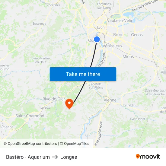 Bastéro - Aquarium to Longes map