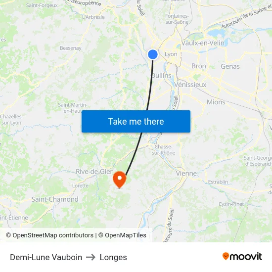 Demi-Lune Vauboin to Longes map