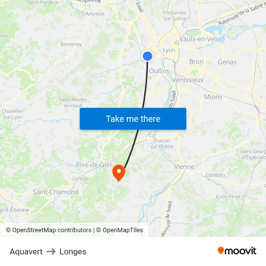 Aquavert to Longes map