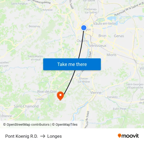 Pont Koenig R.D. to Longes map