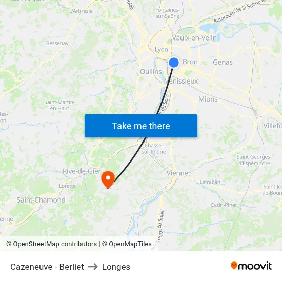 Cazeneuve - Berliet to Longes map