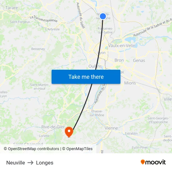Neuville to Longes map