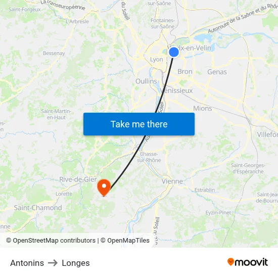 Antonins to Longes map