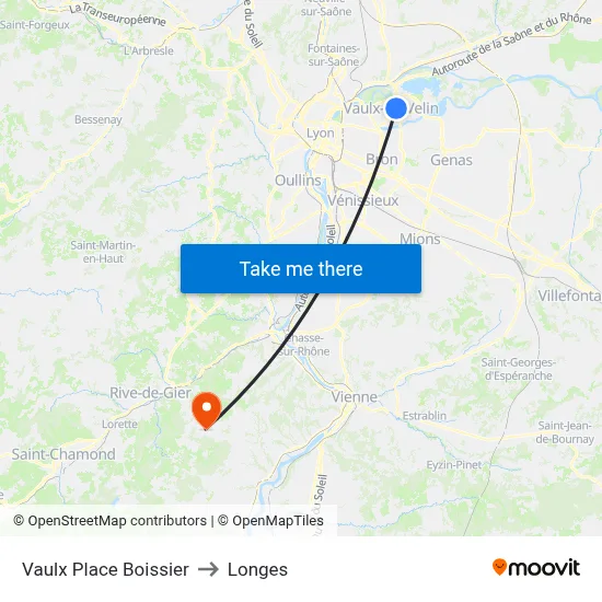 Vaulx Place Boissier to Longes map