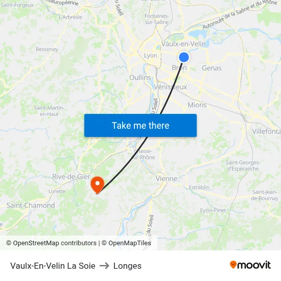 Vaulx-En-Velin La Soie to Longes map