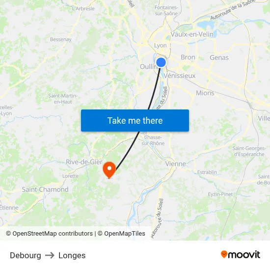 Debourg to Longes map