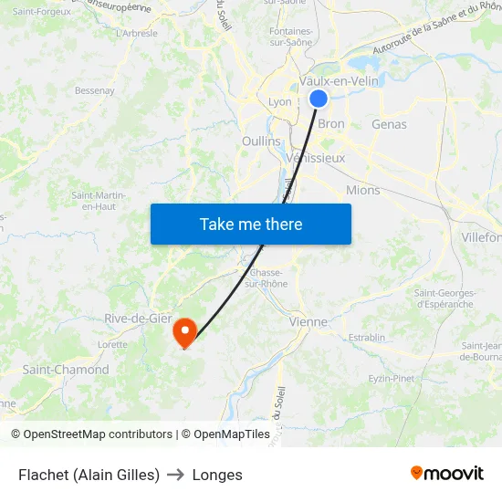 Flachet (Alain Gilles) to Longes map