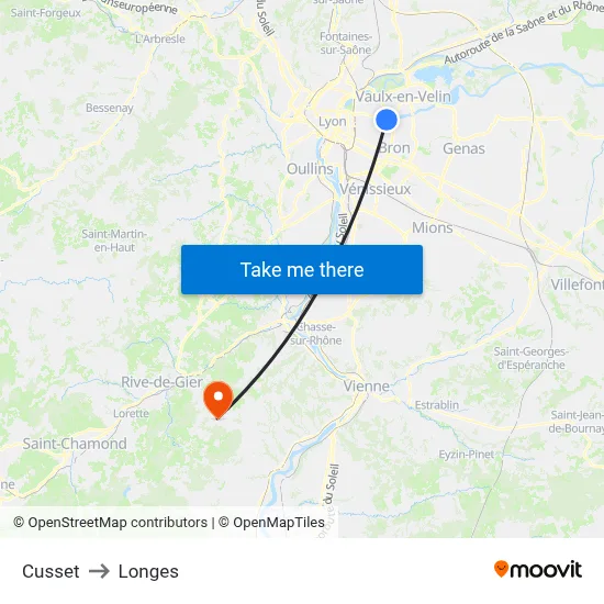 Cusset to Longes map